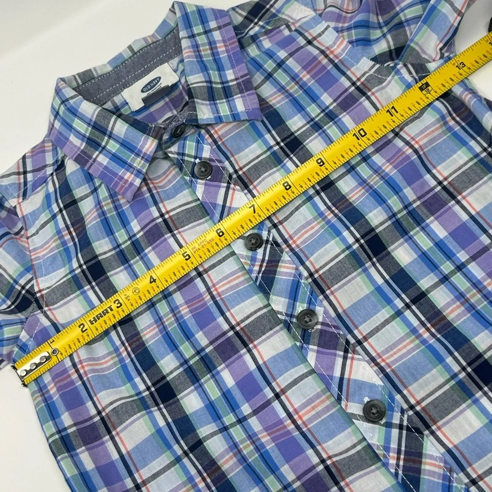 Old Navy Boys Multi Color Plaid Long Sleeve Button Up Shirt Size 4T‎